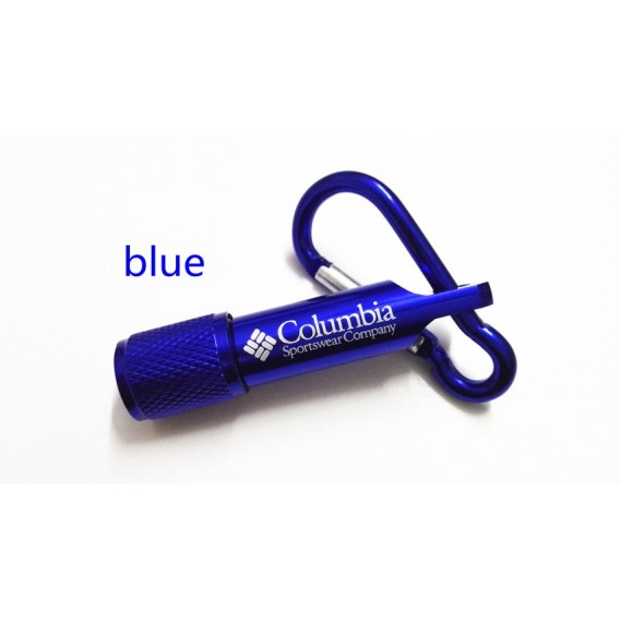 Columbia Mini LED Taschenlampe Licht Schlüsselanhänger Outdoor für Wandern Blau (Auf Wunsch mit Gravur)