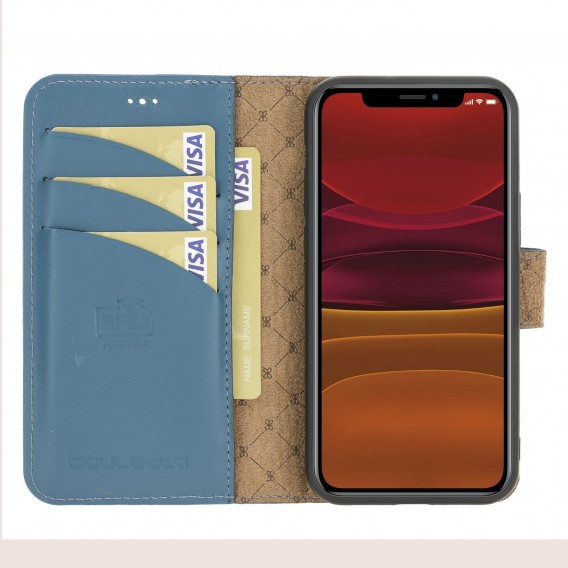 Bouletta Magnetische abnehmbare Brieftasche aus Leder mit RFID-Blocker für iPhone 12 Mini BRN Burnt Blue