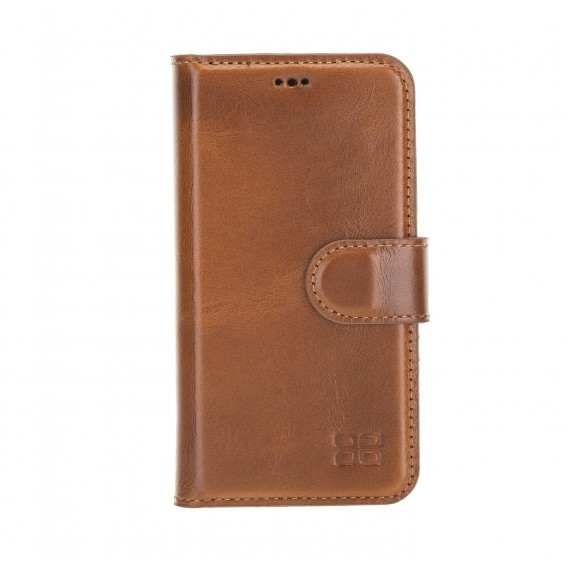 Bouletta Magnetische abnehmbare Handyhülle aus Leder mit RFID-Blocker für iPhone 12 Mini Rustic Tan with Efekt