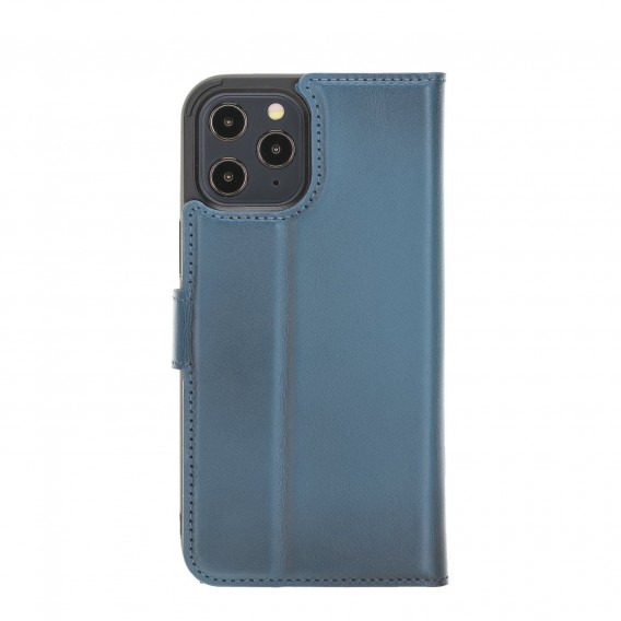 Bouletta Magnetische abnehmbare Handyhülle aus Leder mit RFID-Blocker für iPhone 12 BRN Burnt Blue