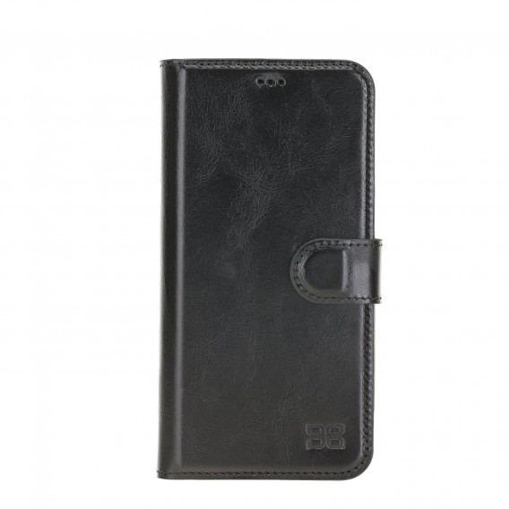 Bouletta Magnetische abnehmbare Handyhülle aus Leder mit RFID-Blocker für iPhone 12 Rustic Black