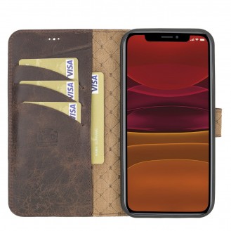 Bouletta Magnetische abnehmbare Handyhülle aus Leder mit RFID-Blocker für iPhone 12 Pro Tiguan Brown