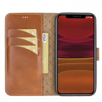 Bouletta Magnetische abnehmbare Handyhülle aus Leder mit RFID-Blocker für iPhone 12 Pro Rustic Tan With Effect