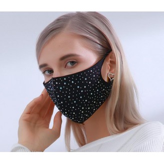 Mundschutz Maske Gesichtsmaske Damen Strass Schwarz