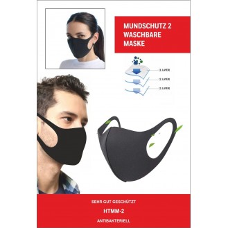 3 Stück Sehr leichte Gesichtsmaske Mund-Nasen Maske Elastisch Neoprenstoff Schwarz