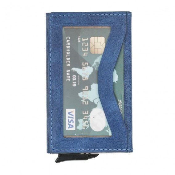 Bouletta Austin Coin Kartenhalter aus Leder Blau RFID