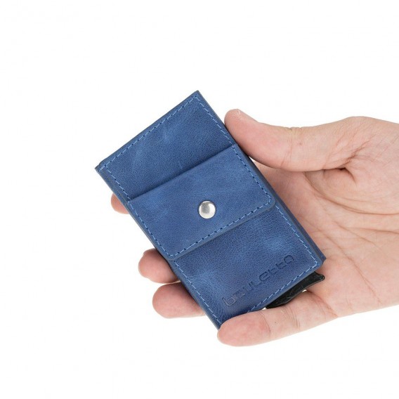 Bouletta Austin Coin Kartenhalter aus Leder Blau RFID