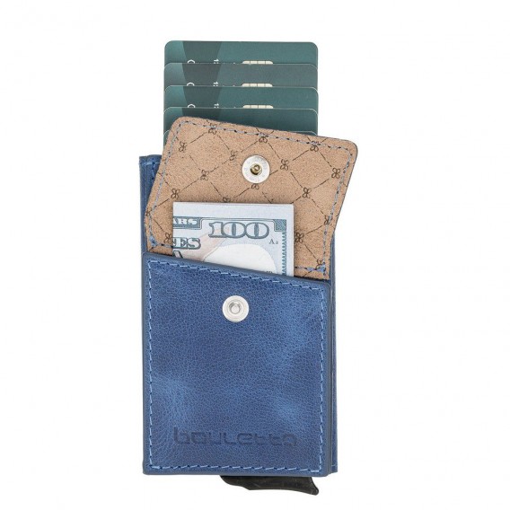 Bouletta Austin Coin Kartenhalter aus Leder Blau RFID