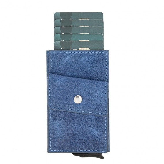 Bouletta Austin Coin Kartenhalter aus Leder Blau RFID