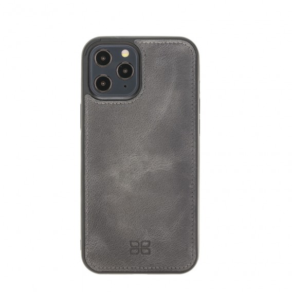 Bouletta Magnetische abnehmbare Handyhülle aus Leder mit RFID-Blocker für iPhone 12 Pro Max Grau