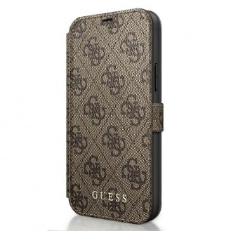 Guess 4G Charms iPhone 12 Pro - Cover Hülle Tasche Handytasche Case Braun
