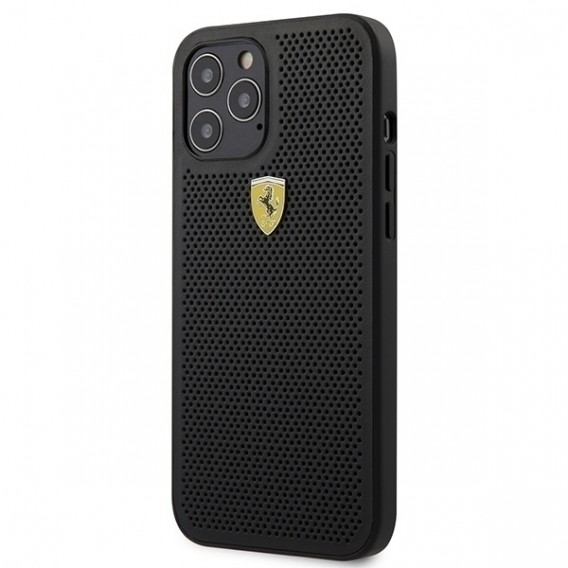 Ferrari - On Track Perforated - iPhone 12, 12 Pro (6.1) - Schwarz Cover Case Schutzhülle Hülle