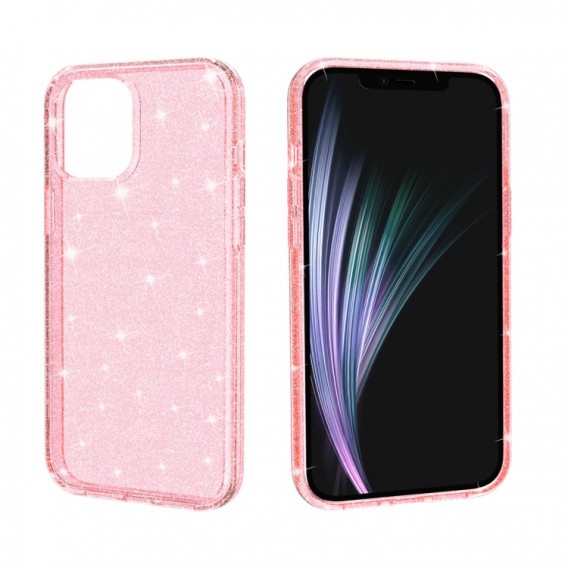 iPhone 12 Pro Shockproof Terminator Style Glitter Powder Protective Case Hülle Pink