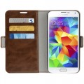 Leder Kreditkarte Etui Tasche Samsung Galaxy S5 Braun