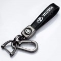 Leder Schlüsselanhänger für Toyota-Autos Schwarz (Auf Wunsch mit Gravur)