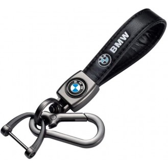 Leder Schlüsselanhänger für BMW Schwarz (Auf Wunsch mit Gravur)