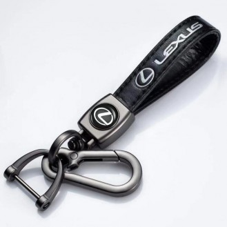 Leder Schlüsselanhänger für Lexus Schwarz (Auf Wunsch mit Gravur)