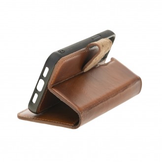 Wallet Folio Case ID Slot mit RFID für iPhone 12 mini Rustic Tan with Effect