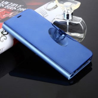 Electroplating Spiegel Horizontal Flip Leder Case mit Holder Blau