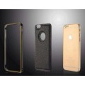 Aluminium Bumper Case Leder Back Cover iPhone 6 Gold