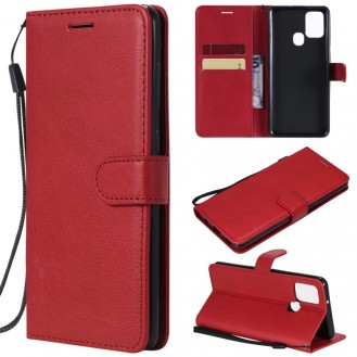 Samsung Galaxy A21s Handyhülle aus Leder mit Halter Kartenfächern Brieftasche Rot