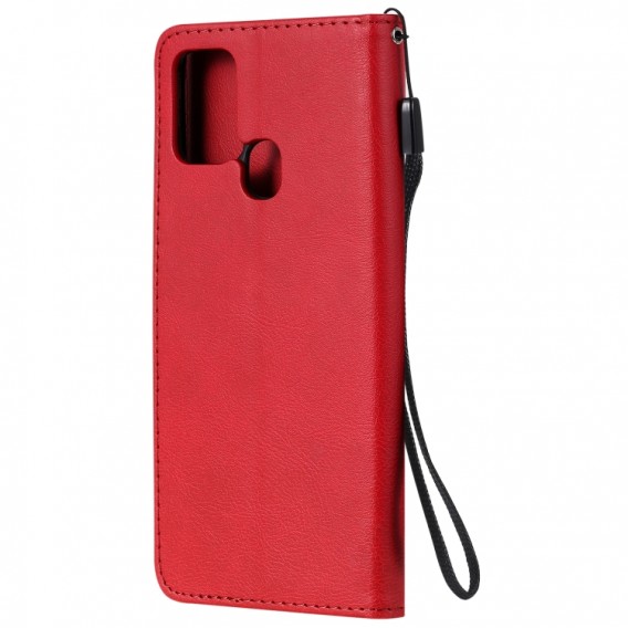 Samsung Galaxy A21s Handyhülle aus Leder mit Halter Kartenfächern Brieftasche Rot