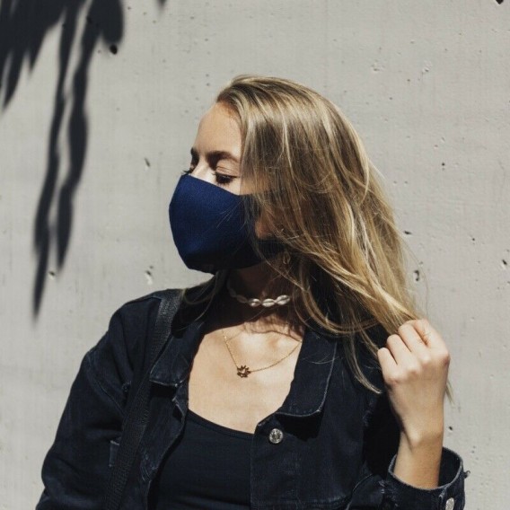 Sehr leichte Gesichtsmaske Mund-Nasen Maske Elastisch Neoprenstoff Blau