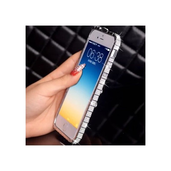 Luxus Aluminium Silber Bling Bumper Strass iPhone 6+ 5,5"