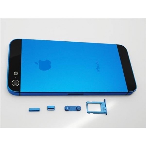 iPhone 5 Alu Backcover Rückseite Blau Schwarz (ohne vorm)