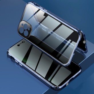 360 Grad Magnet Case Für iPhone 12 Pro Hülle mit Kameraschutz Blau