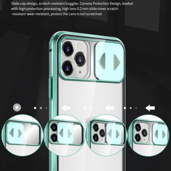 360 Grad Magnet Case Für iPhone 12 Pro Hülle mit Schiebeobjektivabdeckung Kameraschutz  Schwarz