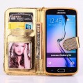Bling Gold Leder Kreditkarte Etui Samsung Galaxy S6