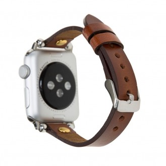 Bouletta ECHT LEDER Apple Watch 42mm / 44mm - Rustikale Bräune mit Effekt