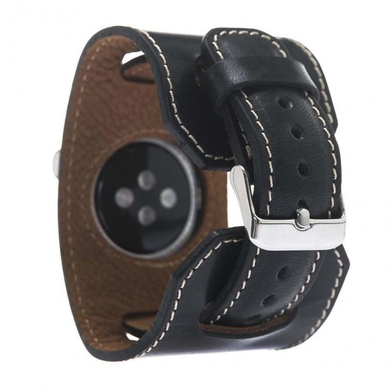 Bouletta Uhrenarmband Leder für Apple Uhr 38mm / 40 mm Pflanzlich Schwarz