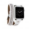 Bouletta Double Tour Leather Watch Strap with Crystal for Apple Watch 42mm / 44 mm - Fiesta White