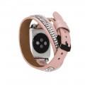 Bouletta Double Tour Lederarmband mit Kristall für Applewatch 42mm / 44 mm - Nackt Pink
