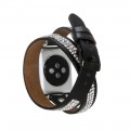 Bouletta Double Tour Leather Watch Strap with Crystal for Apple Watch 38mm / 40 mm - Rustic Black