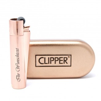 Clipper Feuerzeug - Rose Gold Metal (Auf Wunsch mit Gravur)
