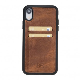 Bouletta Flex Cover mit Kartenfach Back Leder Case für iPhone XR Antik Braun