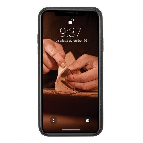 Bouletta Flex Cover Back Leder Case für iPhone XS Max Vegetal Black 1