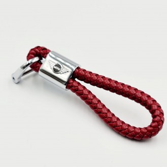 Mini Cooper Schlüsselanhänger Leder Rot (Auf Wunsch mit Gravur)
