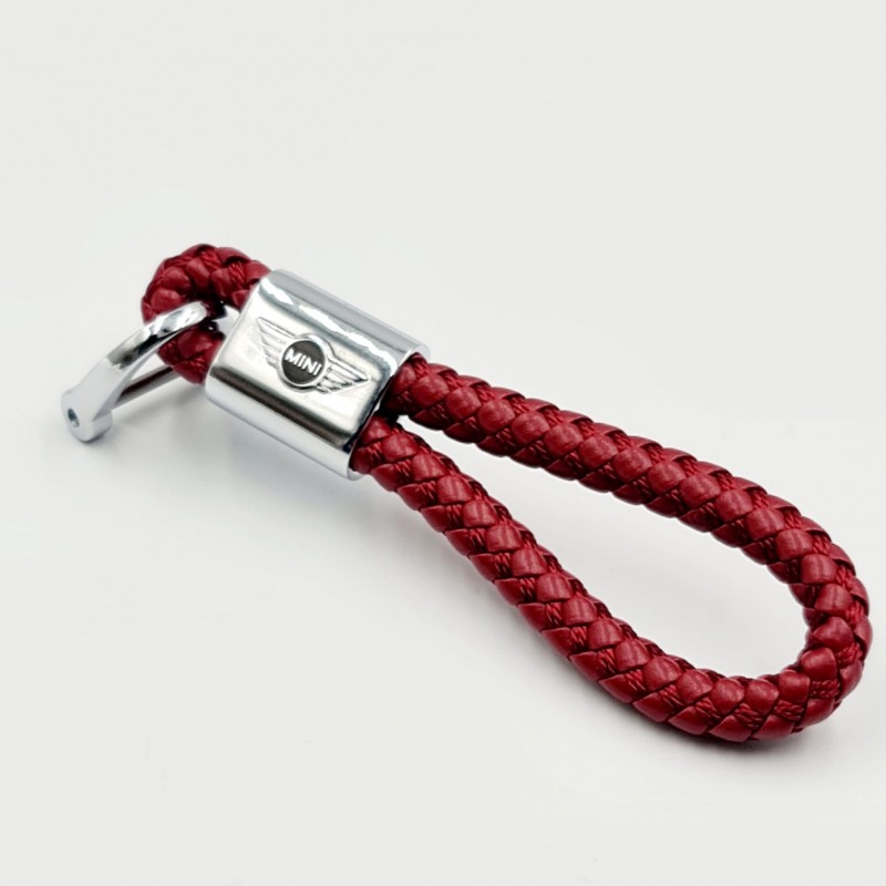 Mini Cooper Leder Schlüsselanhänger aus Rot (Auf Anfrage Gravur)
