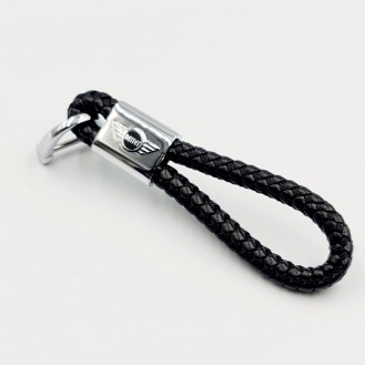 Mini Cooper Schlüsselanhänger Leder Schwarz (Auf Wunsch mit Gravur)
