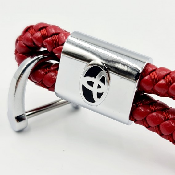 Toyota Schlüsselanhänger Leder Rot (Auf Wunsch mit Gravur)