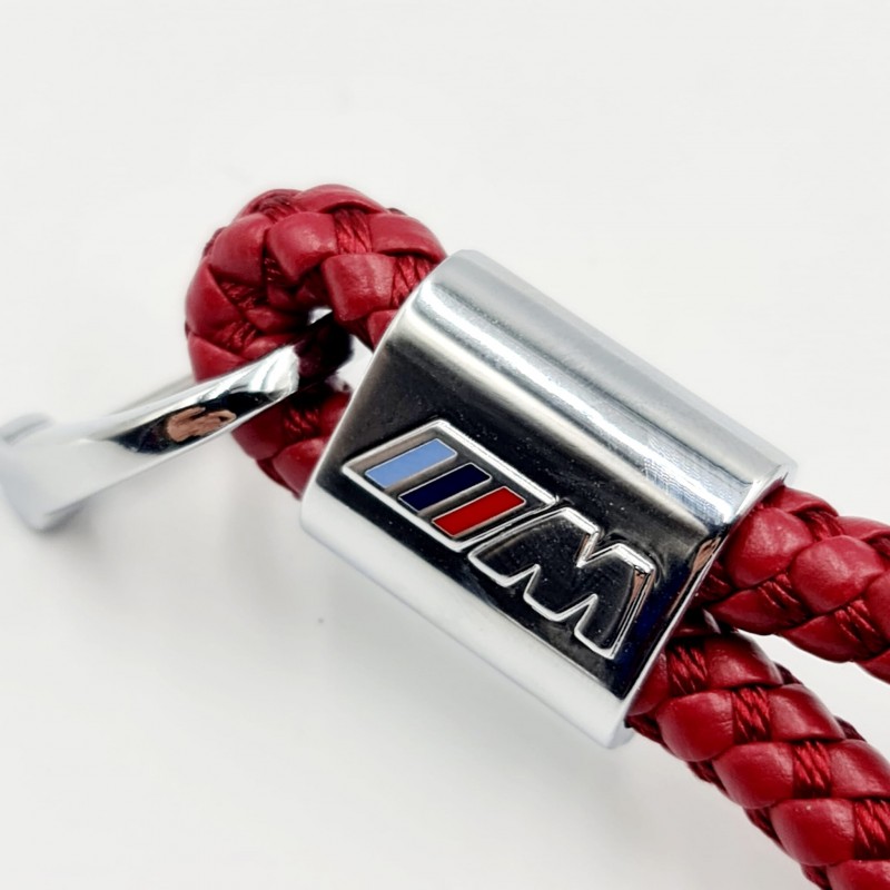 BMW M Power Leder Schlüsselanhänger aus Rot (Auf Anfrage Gravur)
