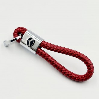 Mazda Schlüsselanhänger Leder Rot  (Auf Wunsch mit Gravur)