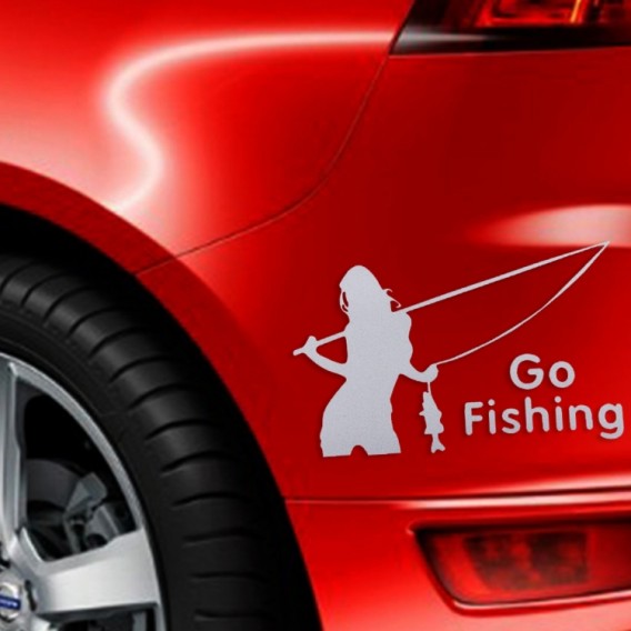 Beauty Go Fishing Styling Reflektierender Autoaufkleber Silber