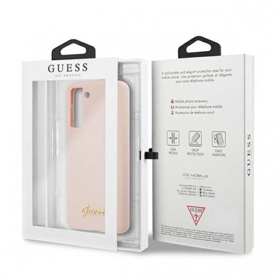 Guess - Liquid Silikon Hülle mit Metal Logo - G991F Galaxy S21 - pink - Hard Cover Case Schutzhülle