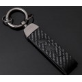 Audi S Line Carbon Schlüsselanhänger mit Schwarz Leder (Gravuroption)