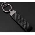 Audi RS Carbon Schlüsselanhänger Leder Schwarz (Auf Wunsch mit Gravur)